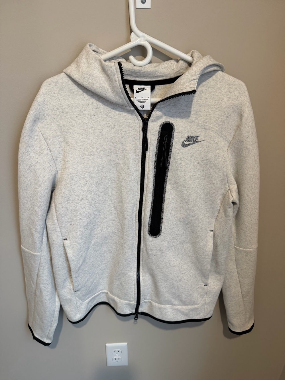 Nike Sportswear Tech Full Zip Fleece Jacket Hoodie Men's Medium Sweatshirt Gray